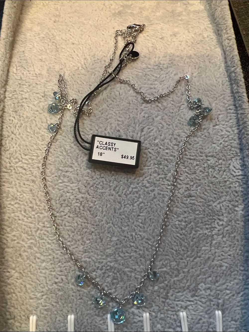 Classy Accents Silver Necklace with Light Blue Crystal Drops